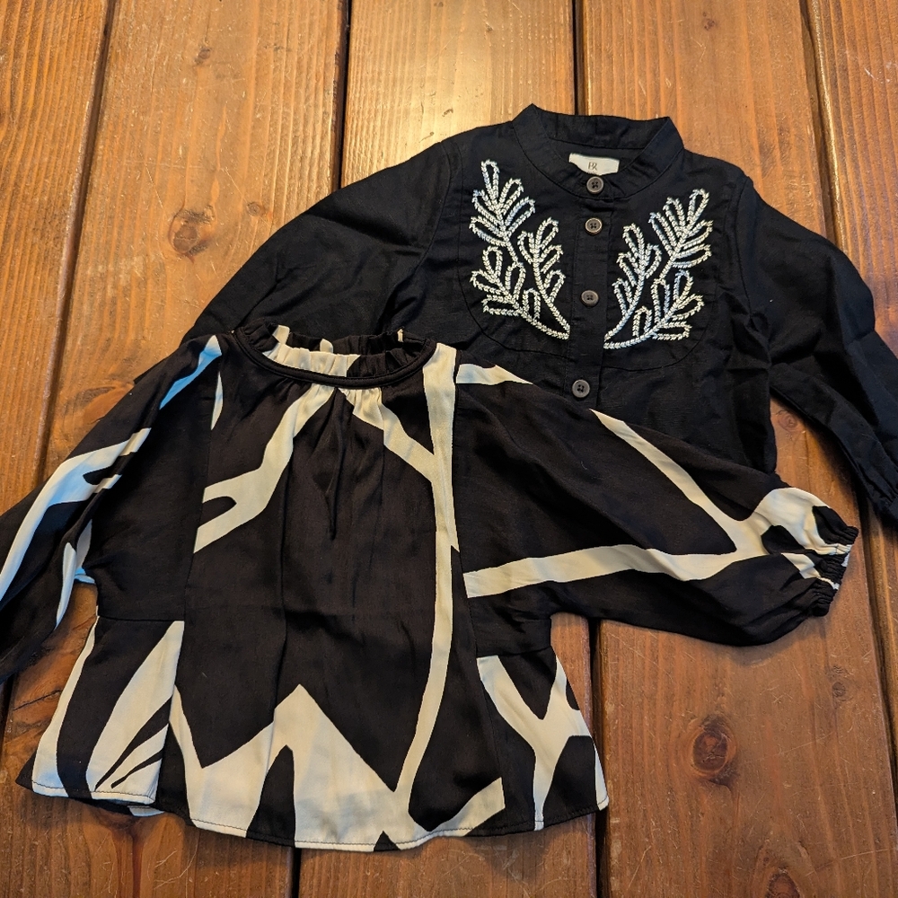 Banana Republic Kids Black and White Blouses, Set Of 2, 12-18 Months